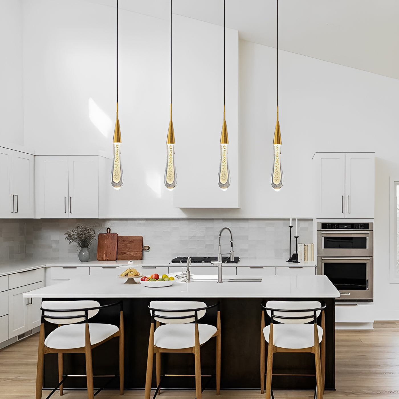 Aurelia goldene Tropfen-Hängeleuchte mit Kristallglanz