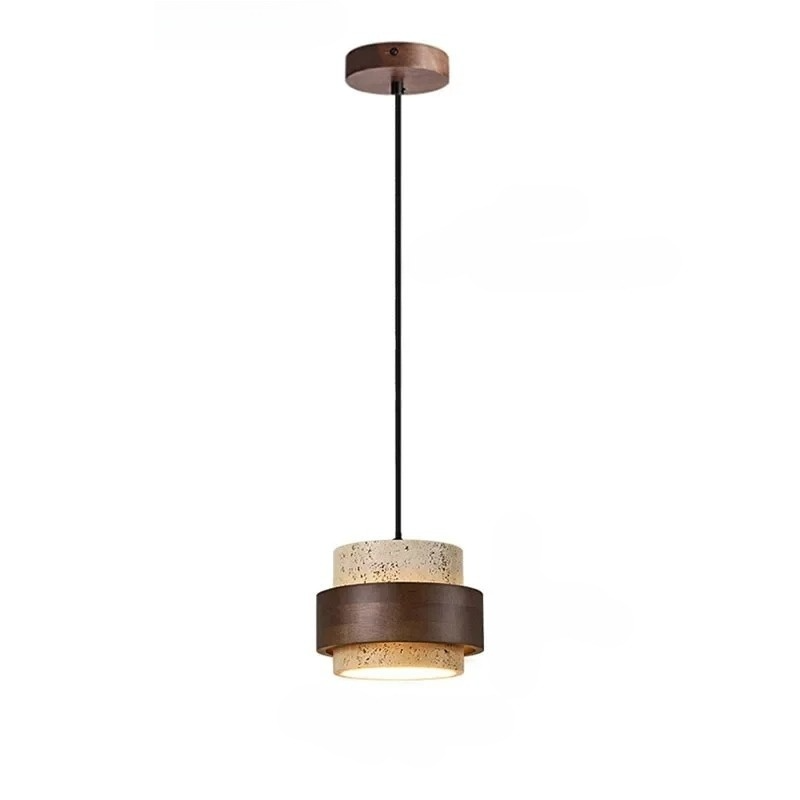 Korensa | Stone & Wood Pendant Light with Adjustable Cord