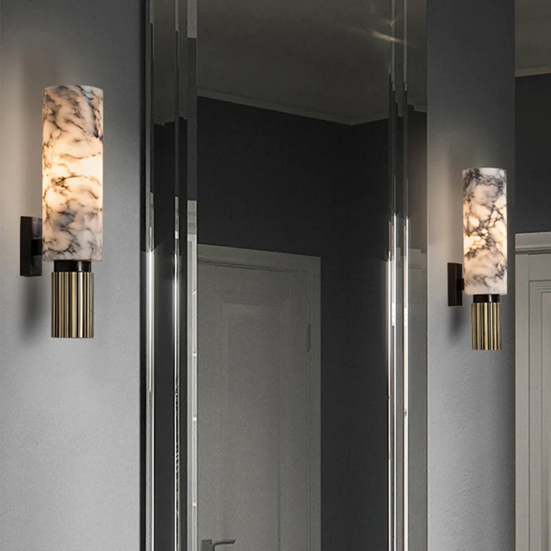 Vellora | Modern Marble Wall Sconce for Bedroom, Hallway and Living Room