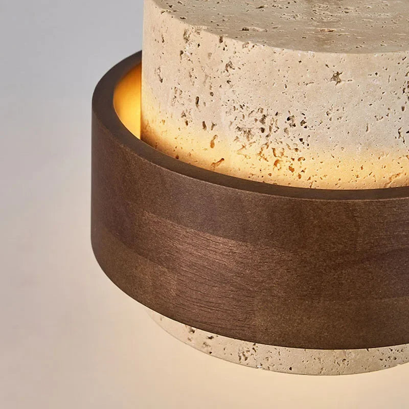 Korensa | Stone & Wood Pendant Light with Adjustable Cord