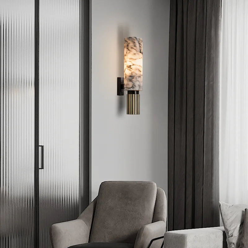 Vellora | Modern Marble Wall Sconce for Bedroom, Hallway and Living Room