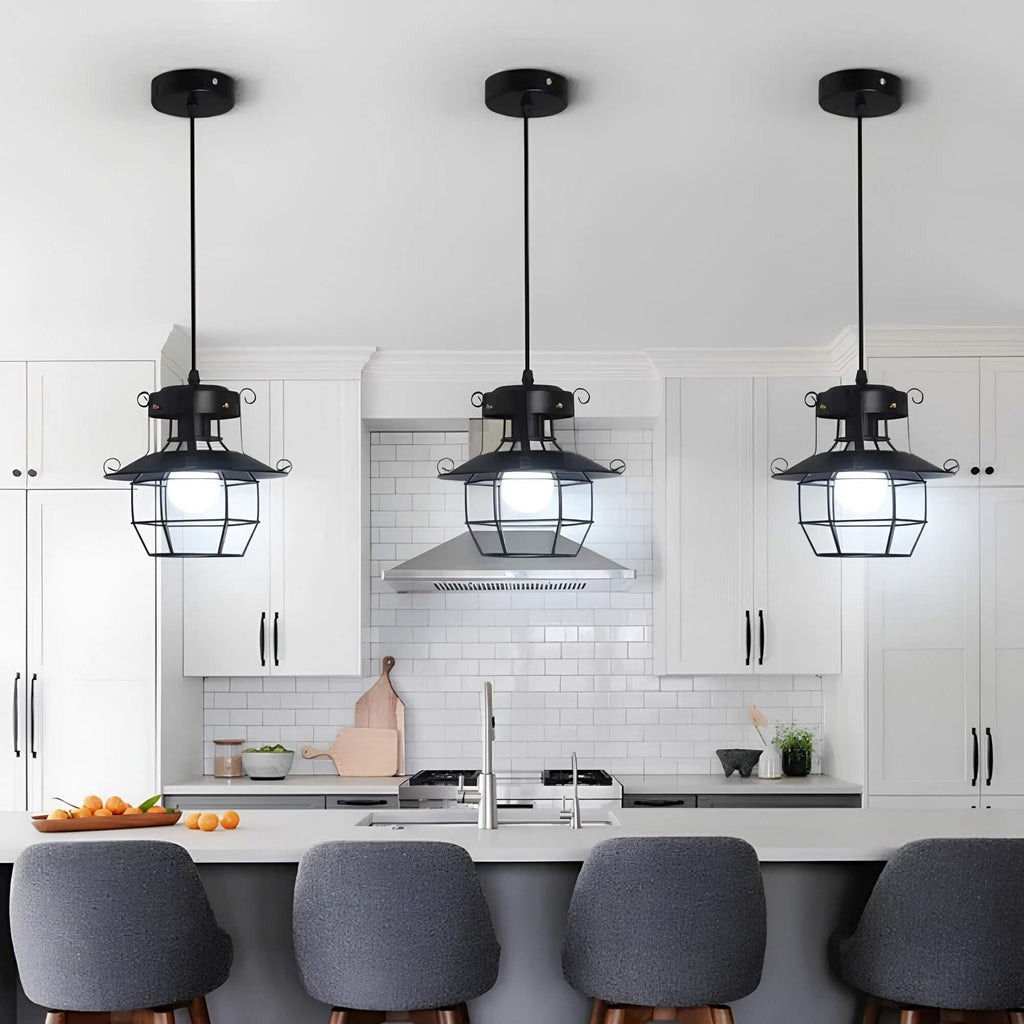 Vespera | Industrial Metal Cage Pendant Light