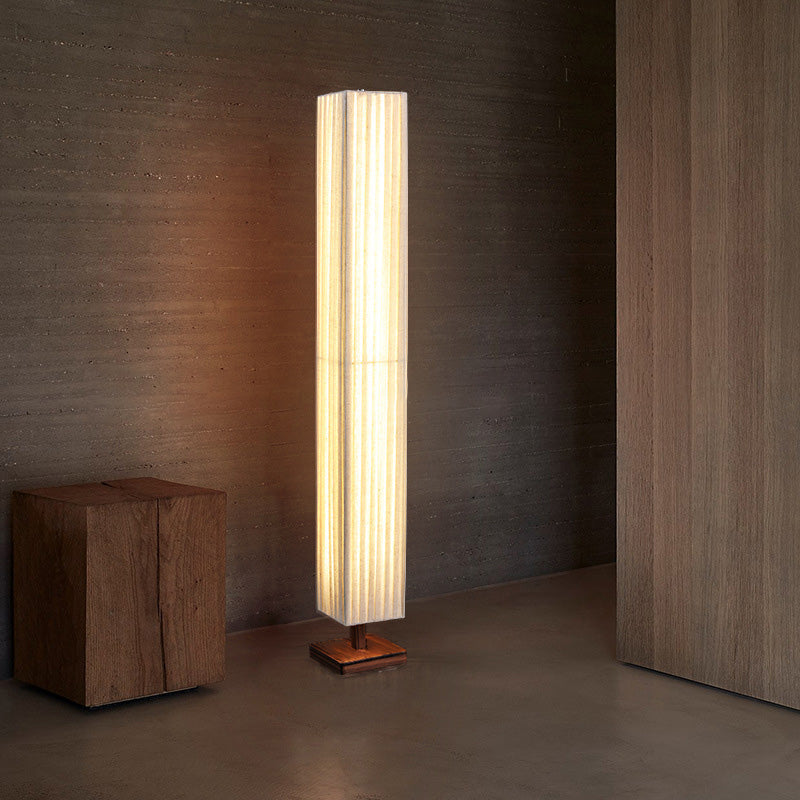 Kijiro Walnut Fabric LED Floor Lamp In Japanese Style