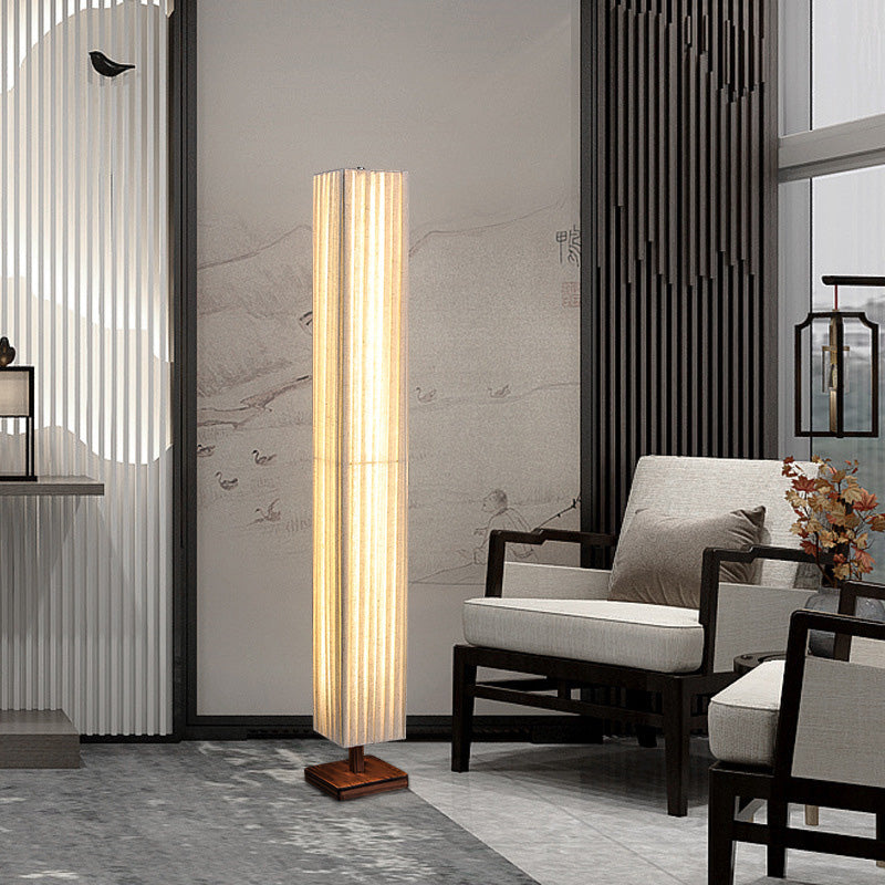 Kijiro Walnut Fabric LED Floor Lamp In Japanese Style