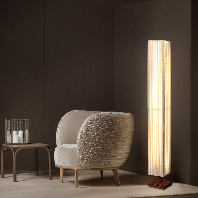 Kijiro Walnut Fabric LED Floor Lamp In Japanese Style