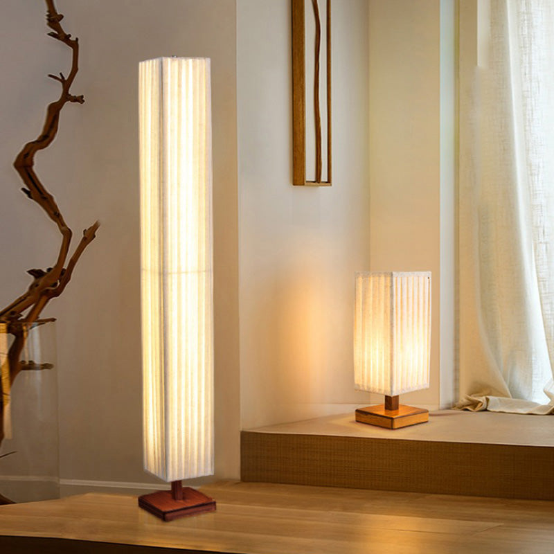 Kijiro Walnut Fabric LED Floor Lamp In Japanese Style