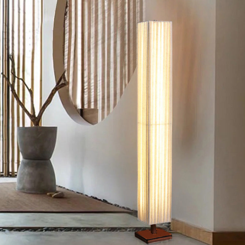 Kijiro Walnut Fabric LED Floor Lamp In Japanese Style