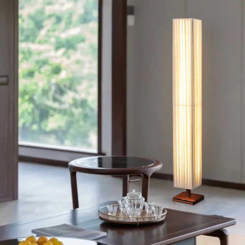 Kijiro Walnut Fabric LED Floor Lamp In Japanese Style