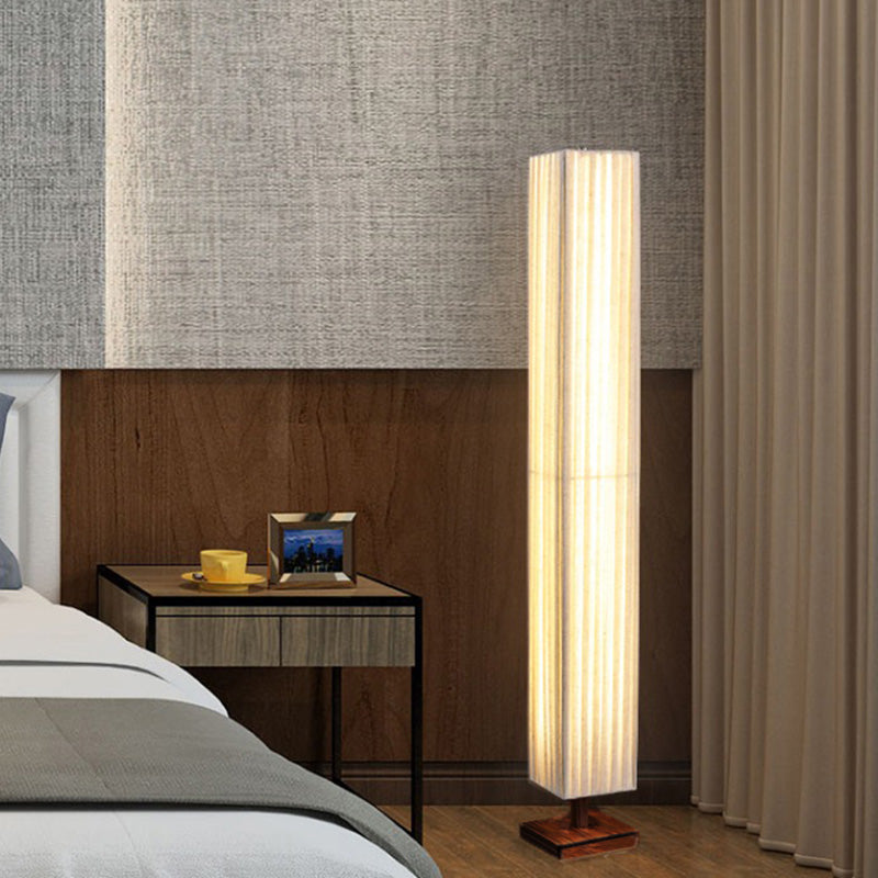 Kijiro Walnut Fabric LED Floor Lamp In Japanese Style