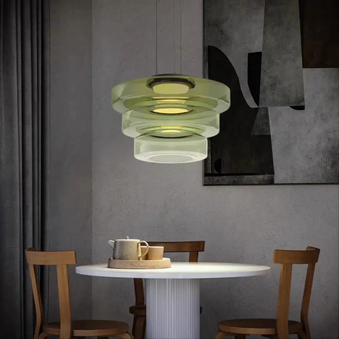 Bauhaus-Style Colored Glass Pendant Lamp