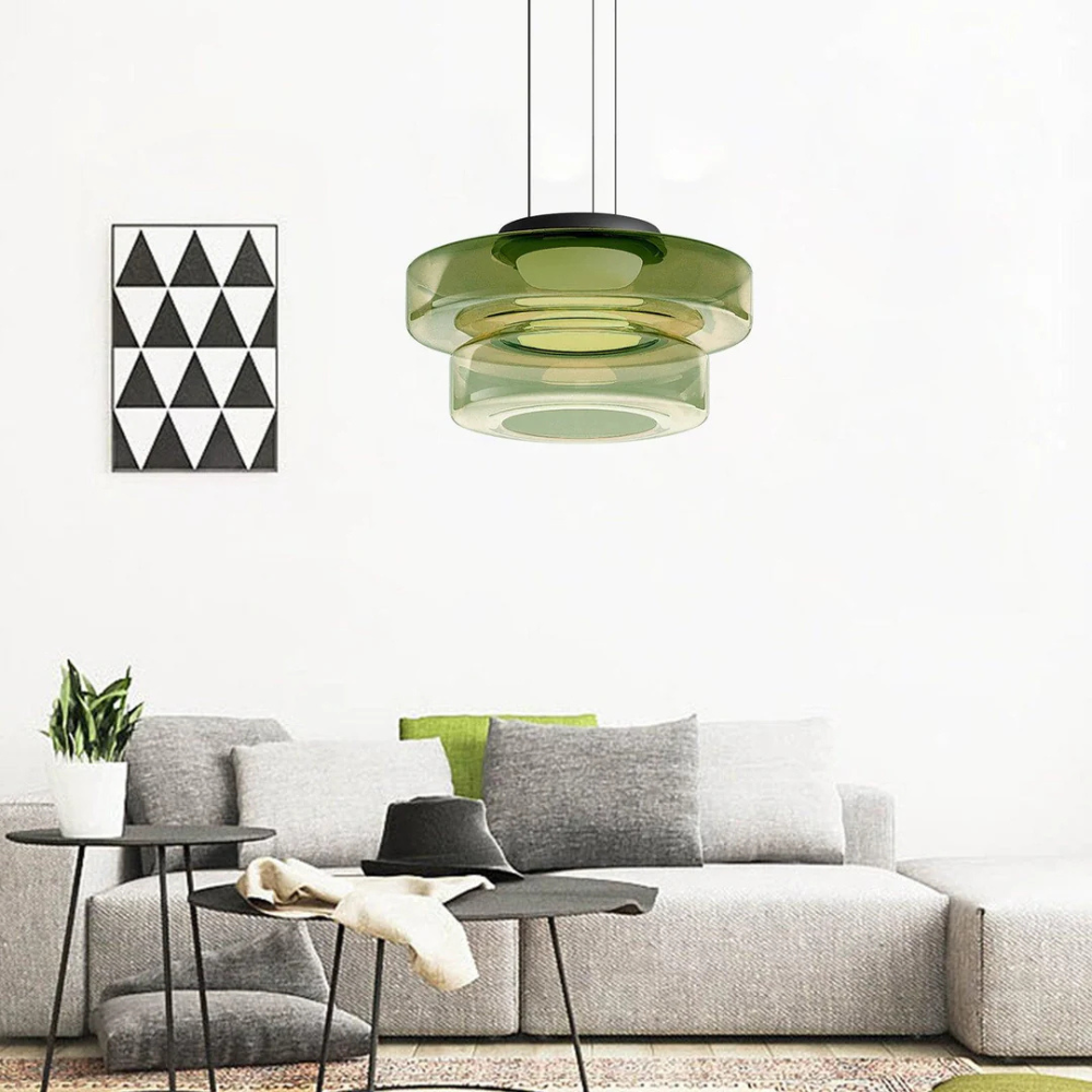 Bauhaus-Style Colored Glass Pendant Lamp