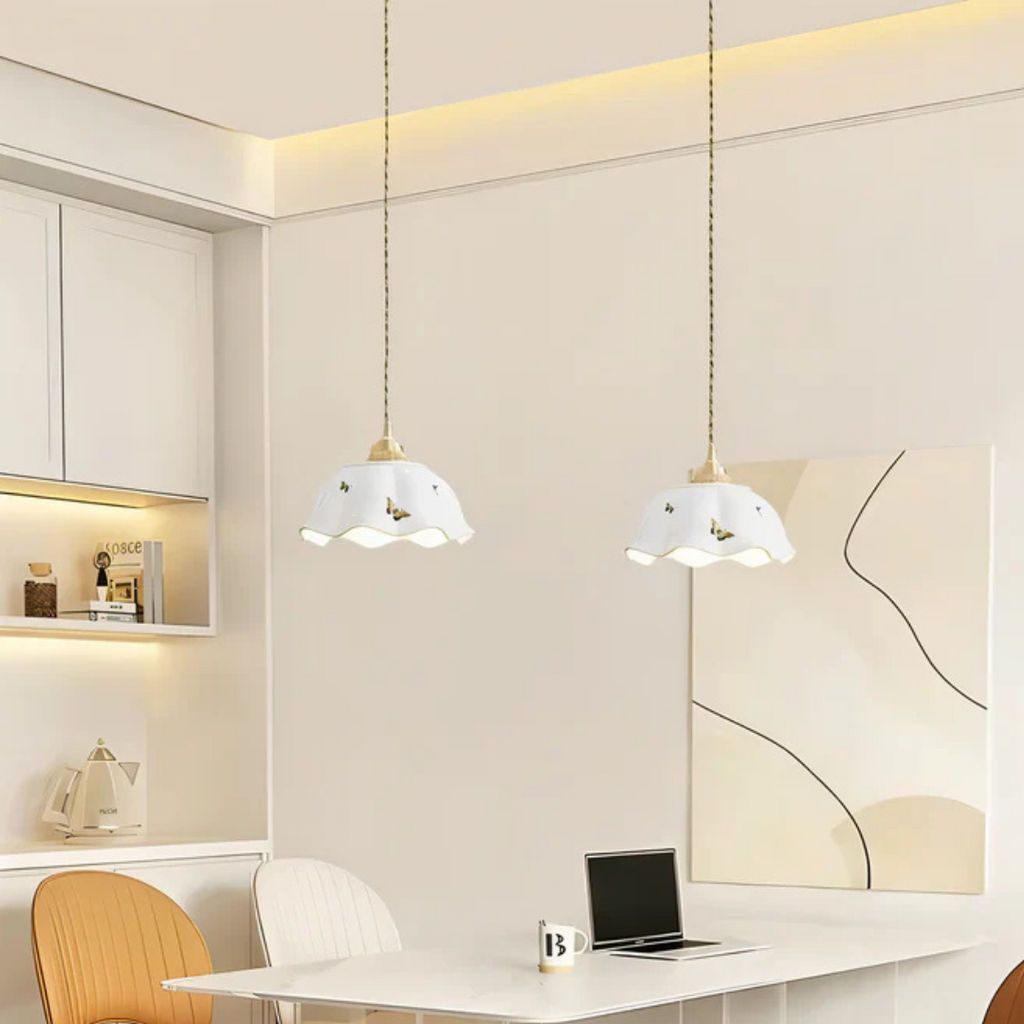 Aurielle Ceramic Butterfly LED Pendant Lamp for Dining Table