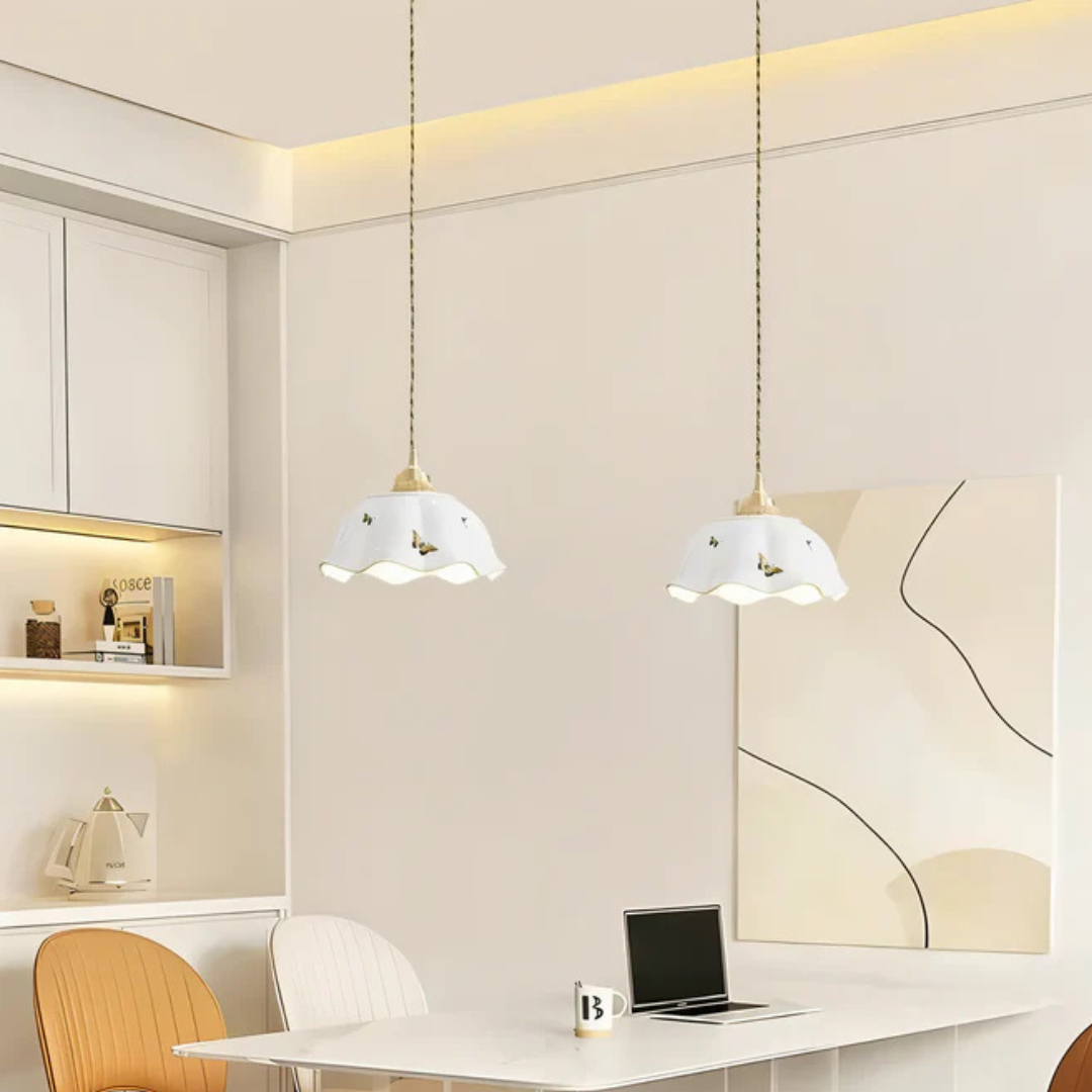 Aurielle Ceramic Butterfly LED Pendant Lamp for Dining Table