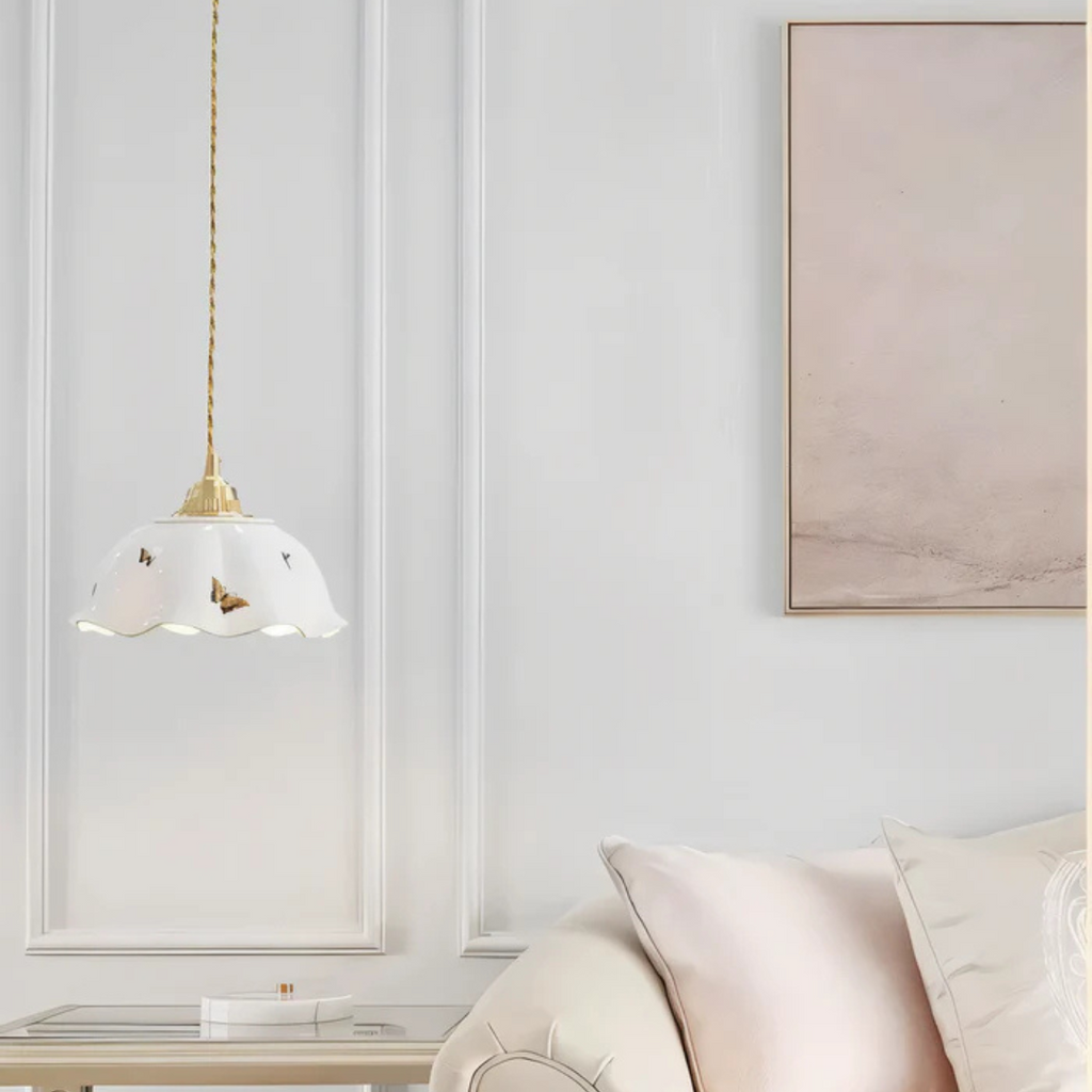 Aurielle Ceramic Butterfly LED Pendant Lamp for Dining Table