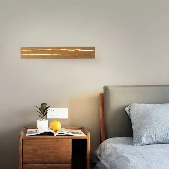 LumenWood | Wall Sconce in Wood & Acrylic, Modern LED Lamp with Cracked Pattern, Warm Glow