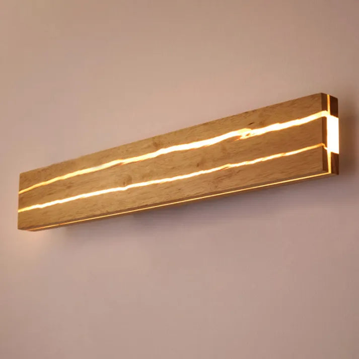 LumenWood | Wall Sconce in Wood & Acrylic, Modern LED Lamp with Cracked Pattern, Warm Glow