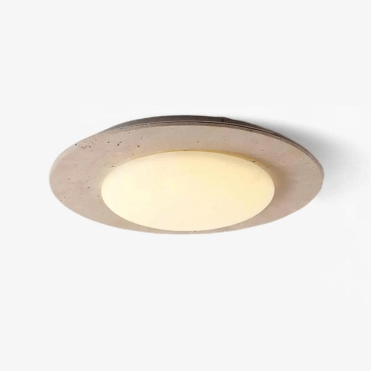 Dome-shaped ceiling light travertine & wood 7