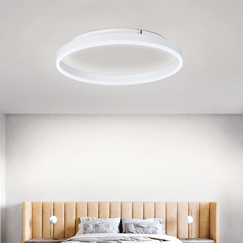 LumenHalo | Modern LED Ceiling Light, Dimmable Metal Ring in Black, White or Gold for Living Room and Bedroom
