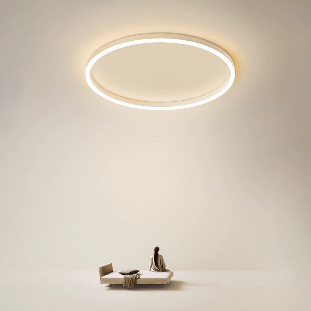 LumenHalo | Modern LED Ceiling Light, Dimmable Metal Ring in Black, White or Gold for Living Room and Bedroom