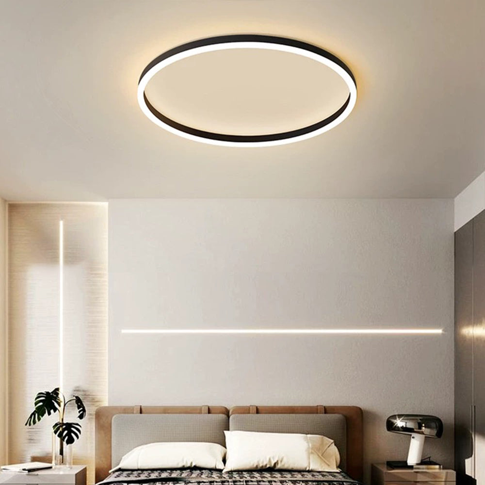 LumenHalo | Modern LED Ceiling Light, Dimmable Metal Ring in Black, White or Gold for Living Room and Bedroom