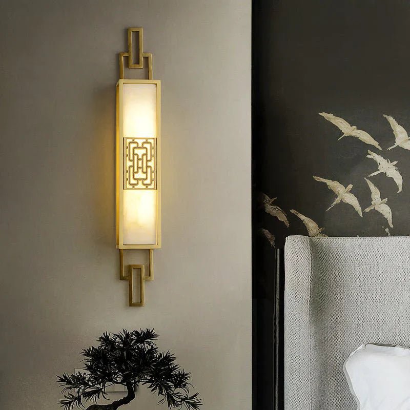 Liora | Chinese-Inspired Wall Sconce in Copper and Marble