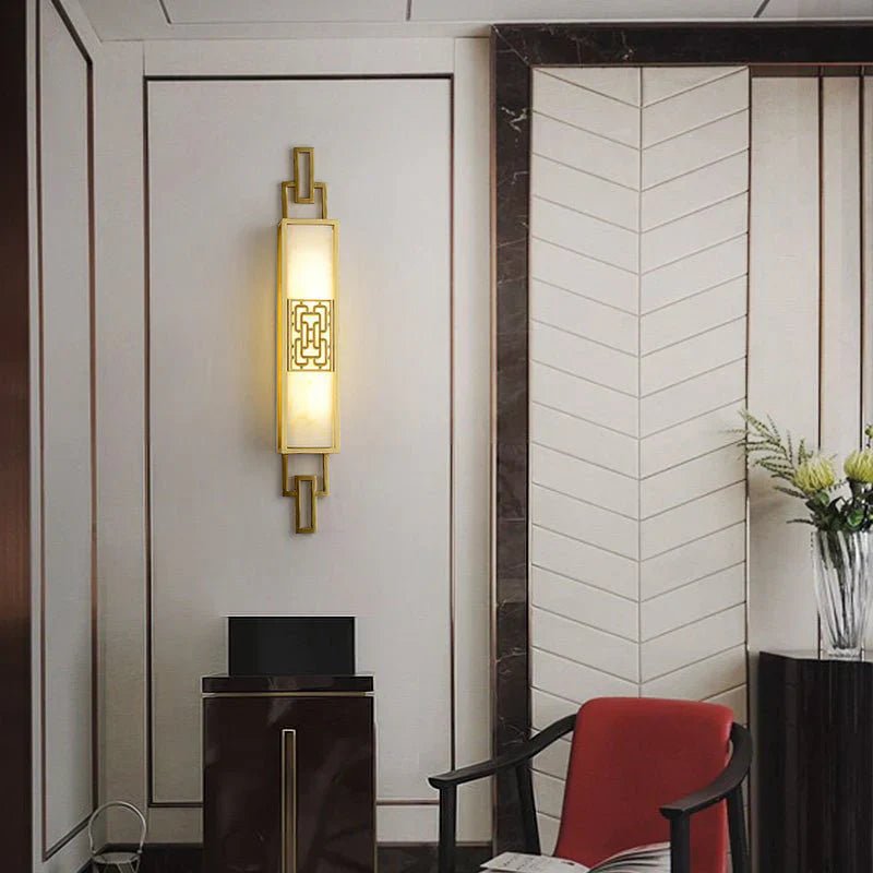 Liora | Chinese-Inspired Wall Sconce in Copper and Marble