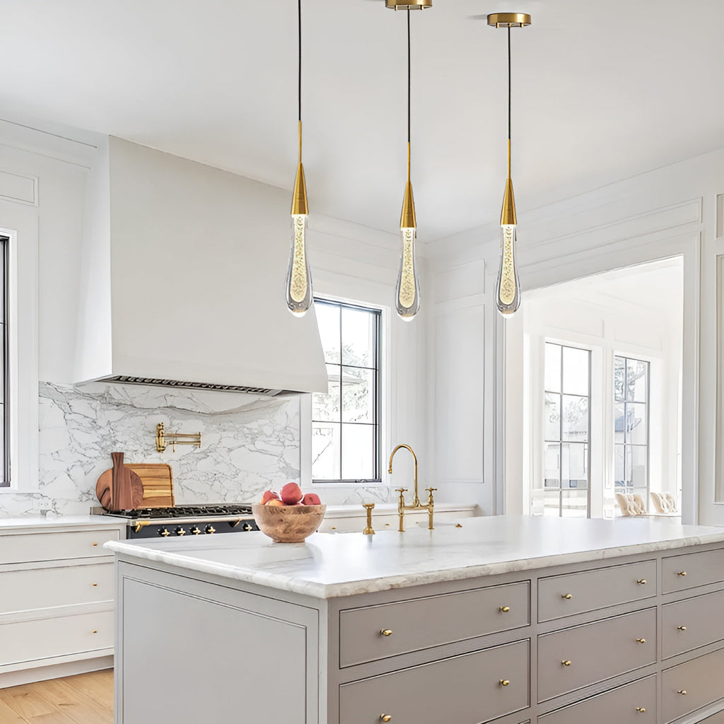 Aurelia goldene Tropfen-Hängeleuchte mit Kristallglanz