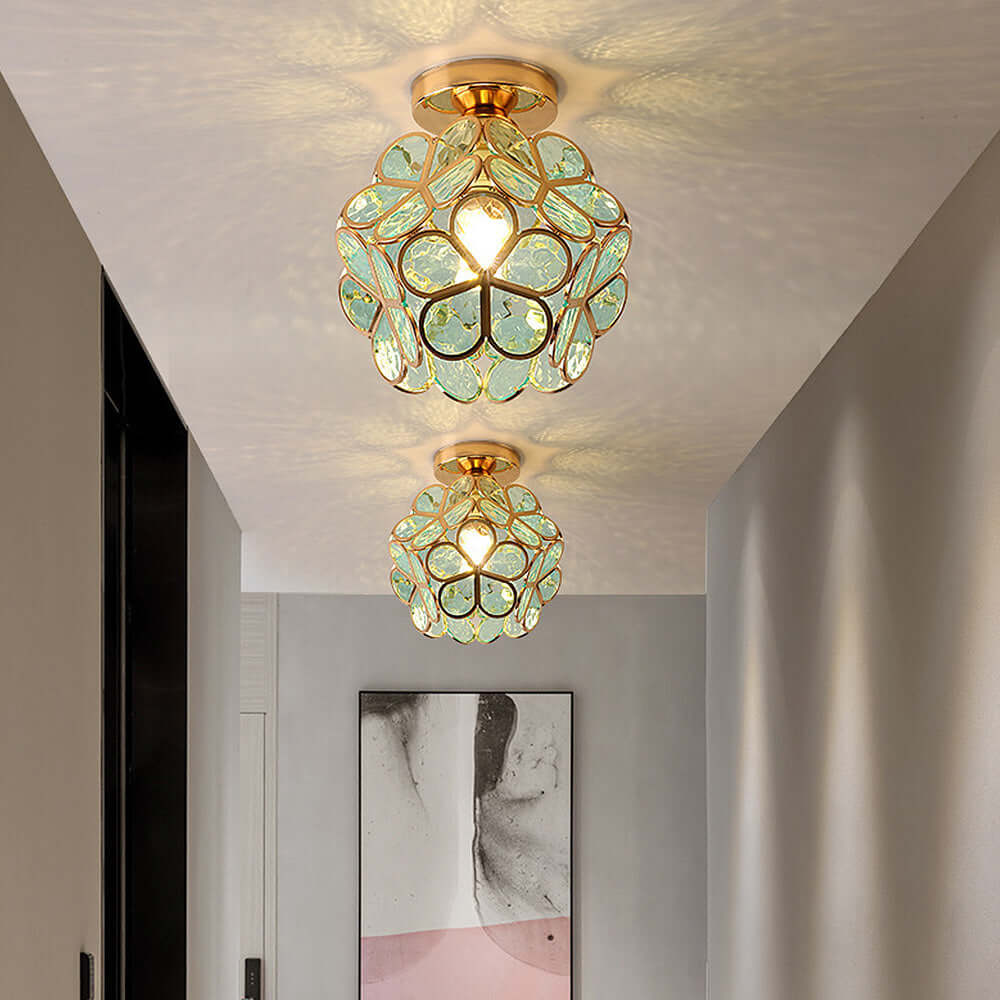 Flower design glass ceiling light hallway 0