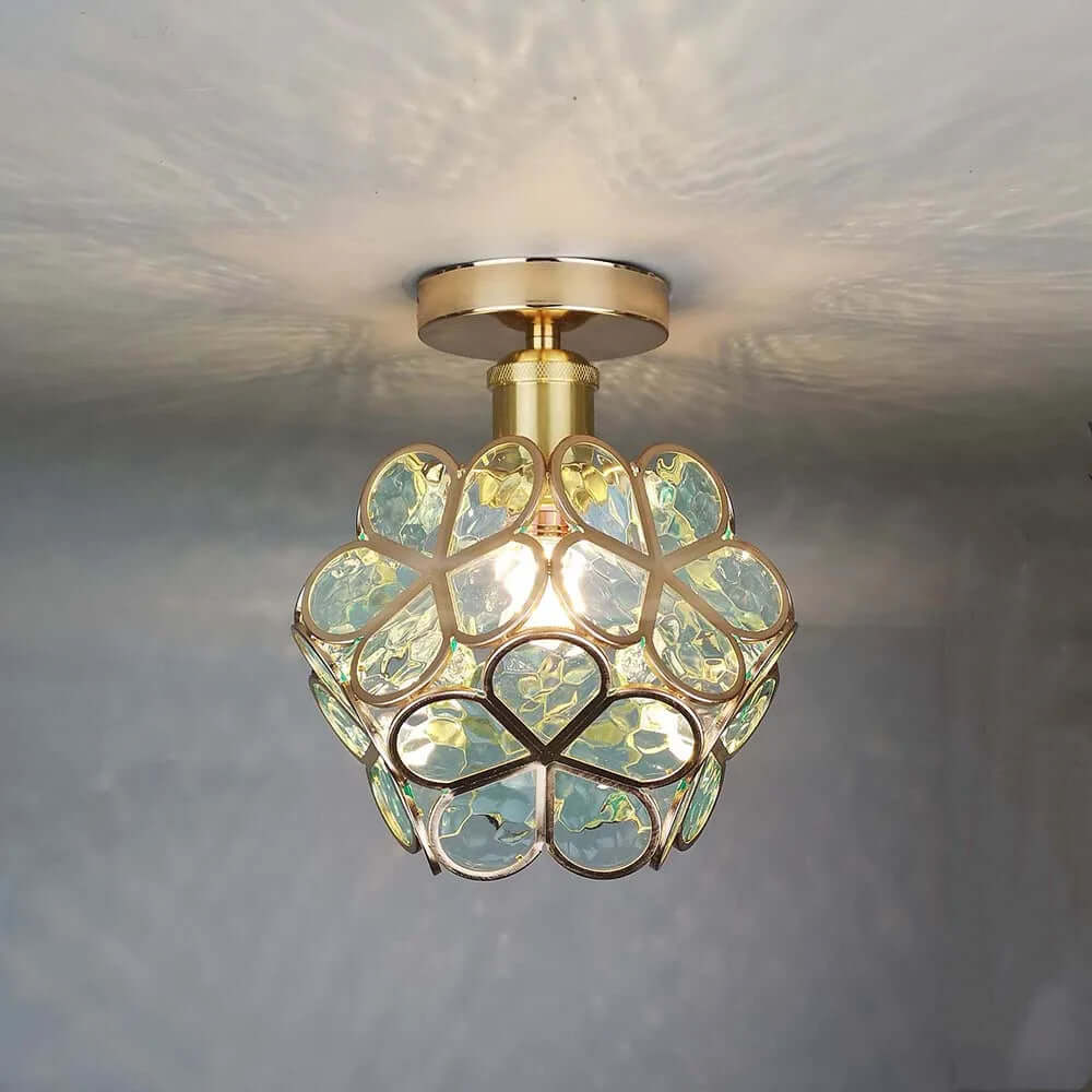 Flower design glass ceiling light hallway 1