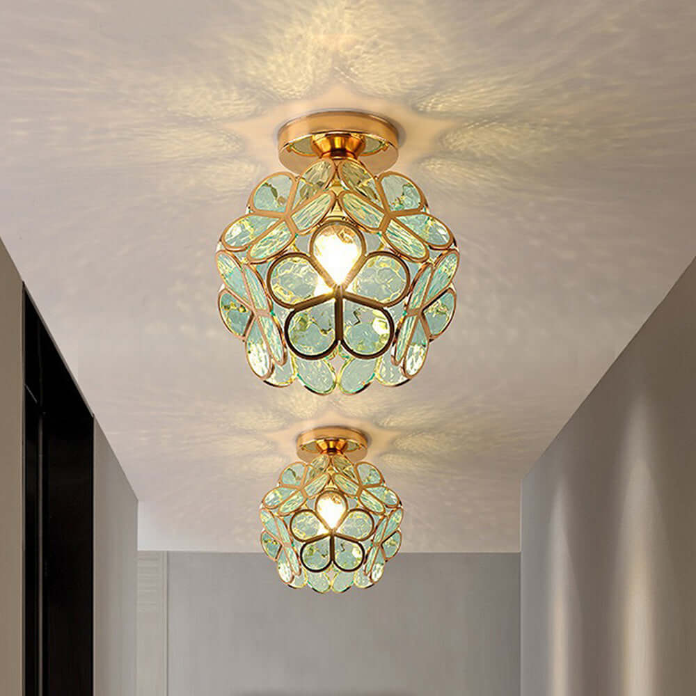 Flower design glass ceiling light hallway 2