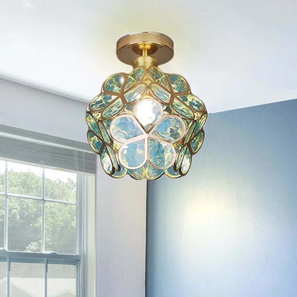 Flower design glass ceiling light hallway 3