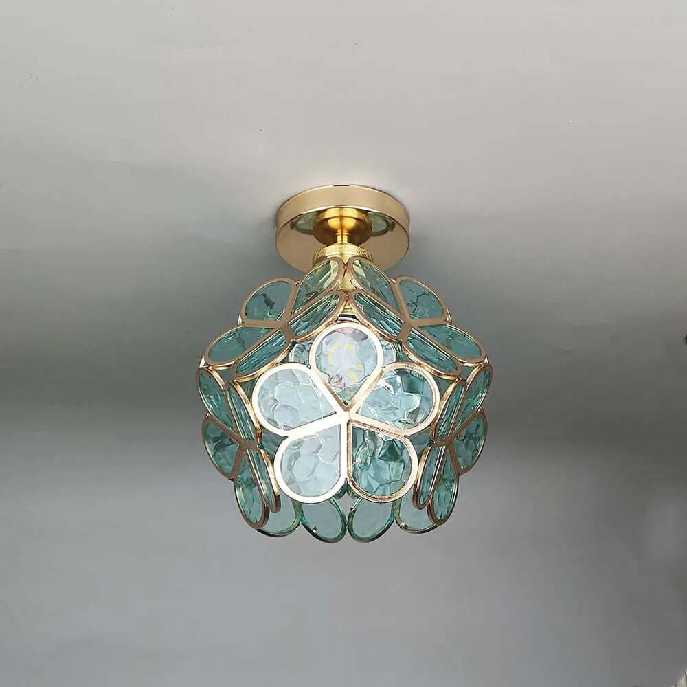 Flower design glass ceiling light hallway 4
