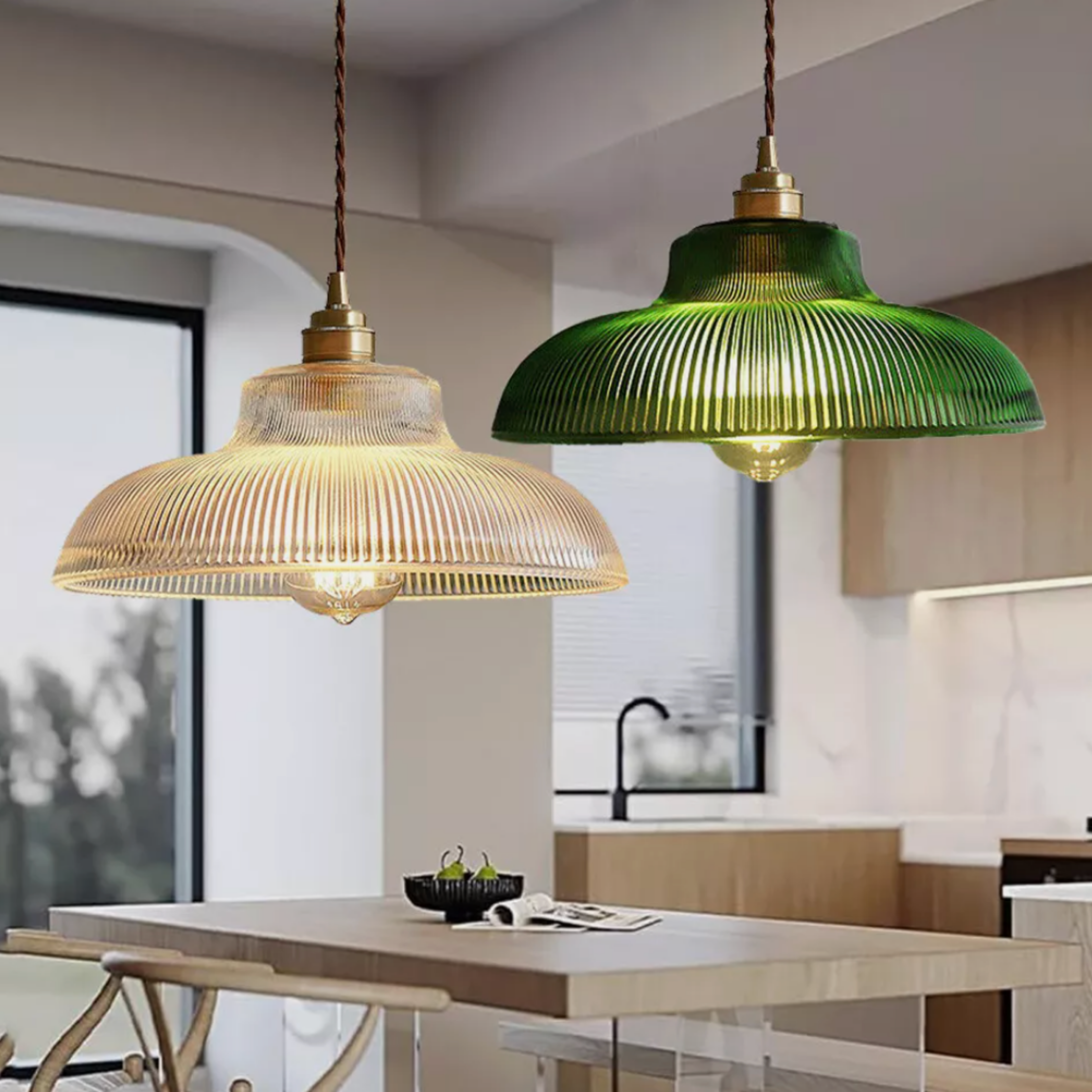 Aureli Glas Küchenpendelleuchte mit verstellbarem Kabel