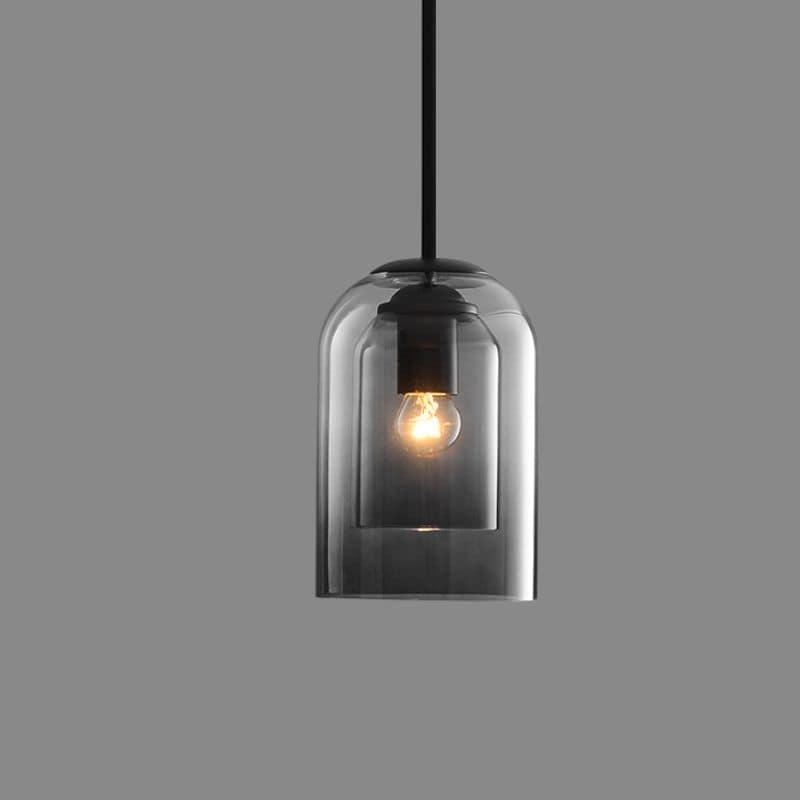 Fenora | Double Shade Glass Pendant Light in Modern Smoky Finish