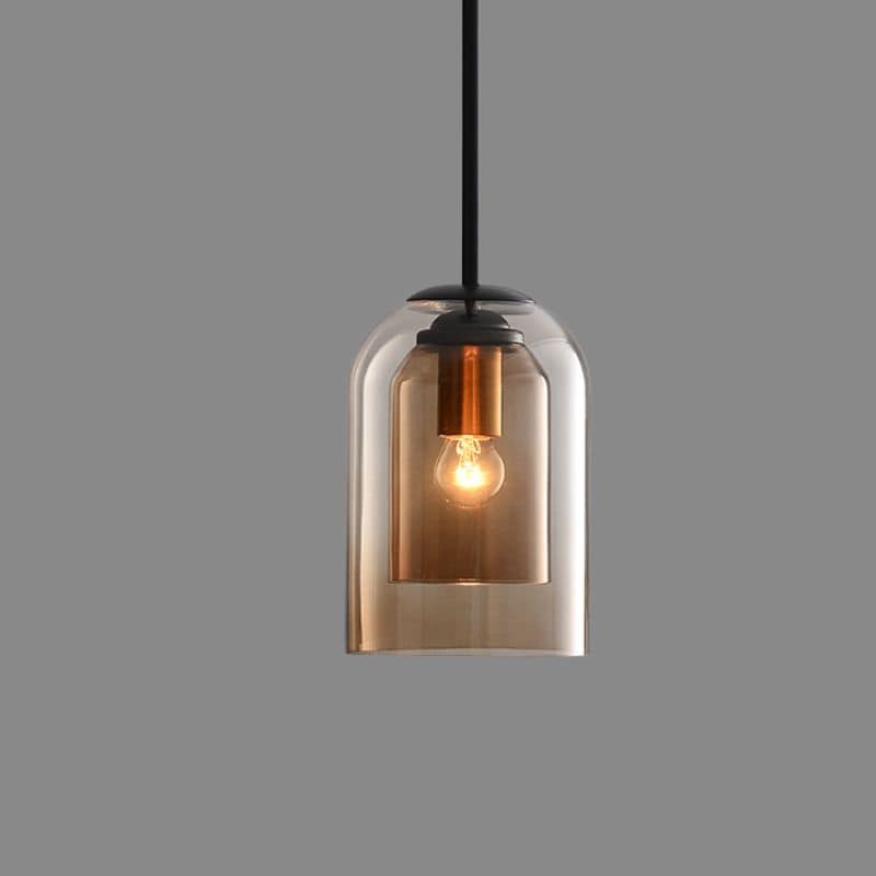 Fenora | Double Shade Glass Pendant Light in Modern Smoky Finish