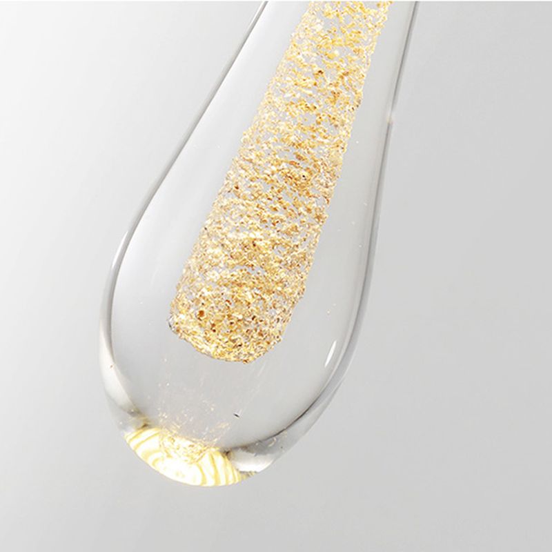 Aurelin | Elegante tropfenförmige LED-Hängeleuchte in Gold mit Kristall und Metall für Schlafzimmer, 1/3/5-Licht