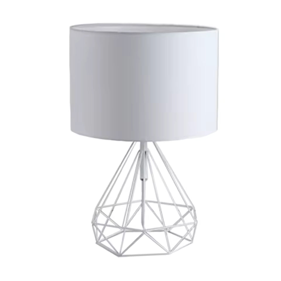 Lumera | Geometric Table Lamp in Nordic Style with Fabric Shade for Bedroom and Home Decor