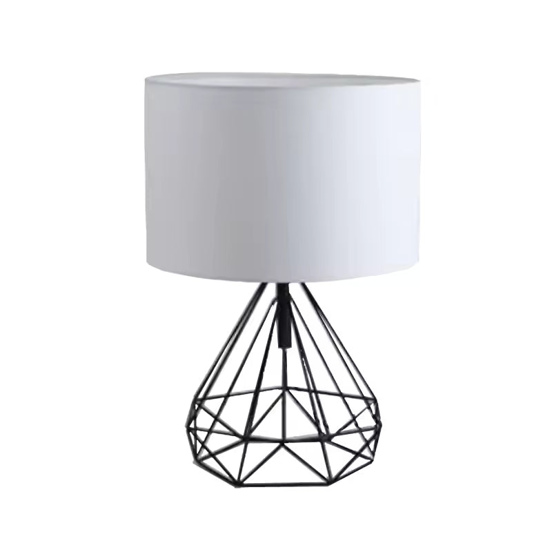 Lumera | Geometric Table Lamp in Nordic Style with Fabric Shade for Bedroom and Home Decor