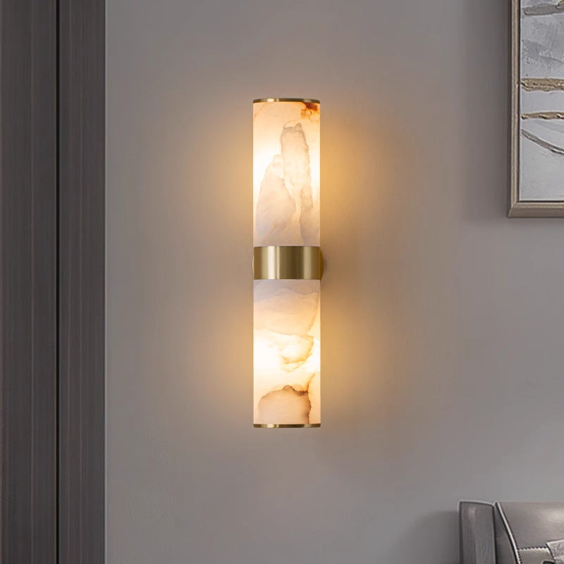 Liora | Modern Alabaster and Metal Wall Sconce, Black or Gold