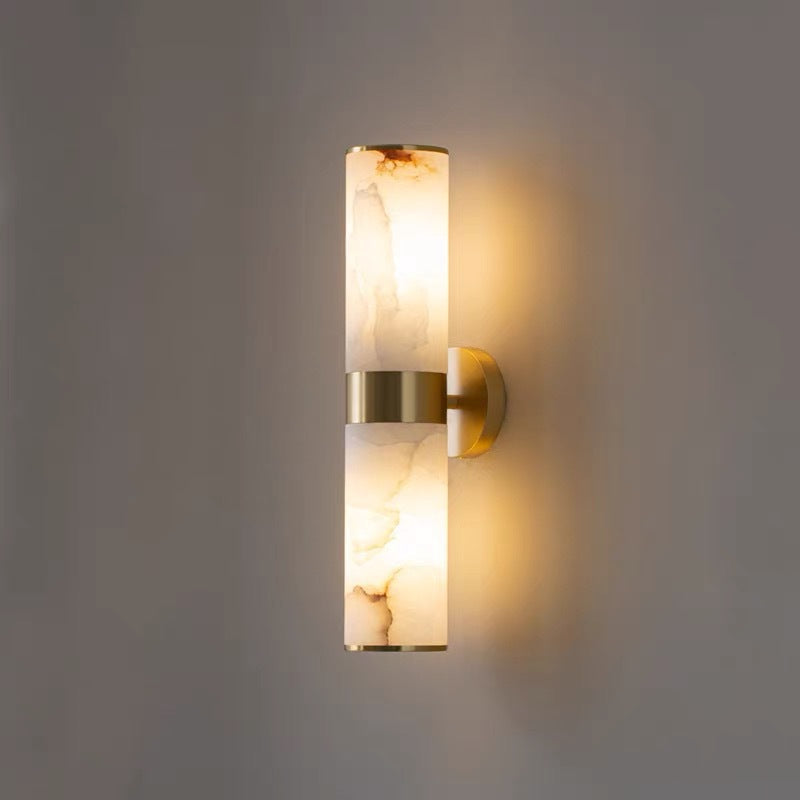 Liora | Modern Alabaster and Metal Wall Sconce, Black or Gold