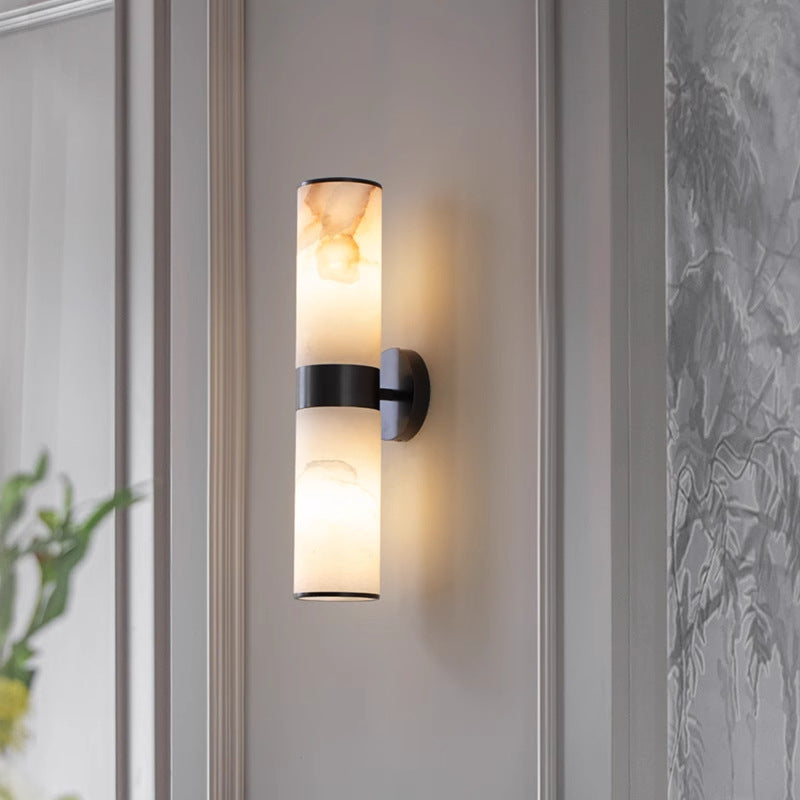 Liora | Modern Alabaster and Metal Wall Sconce, Black or Gold