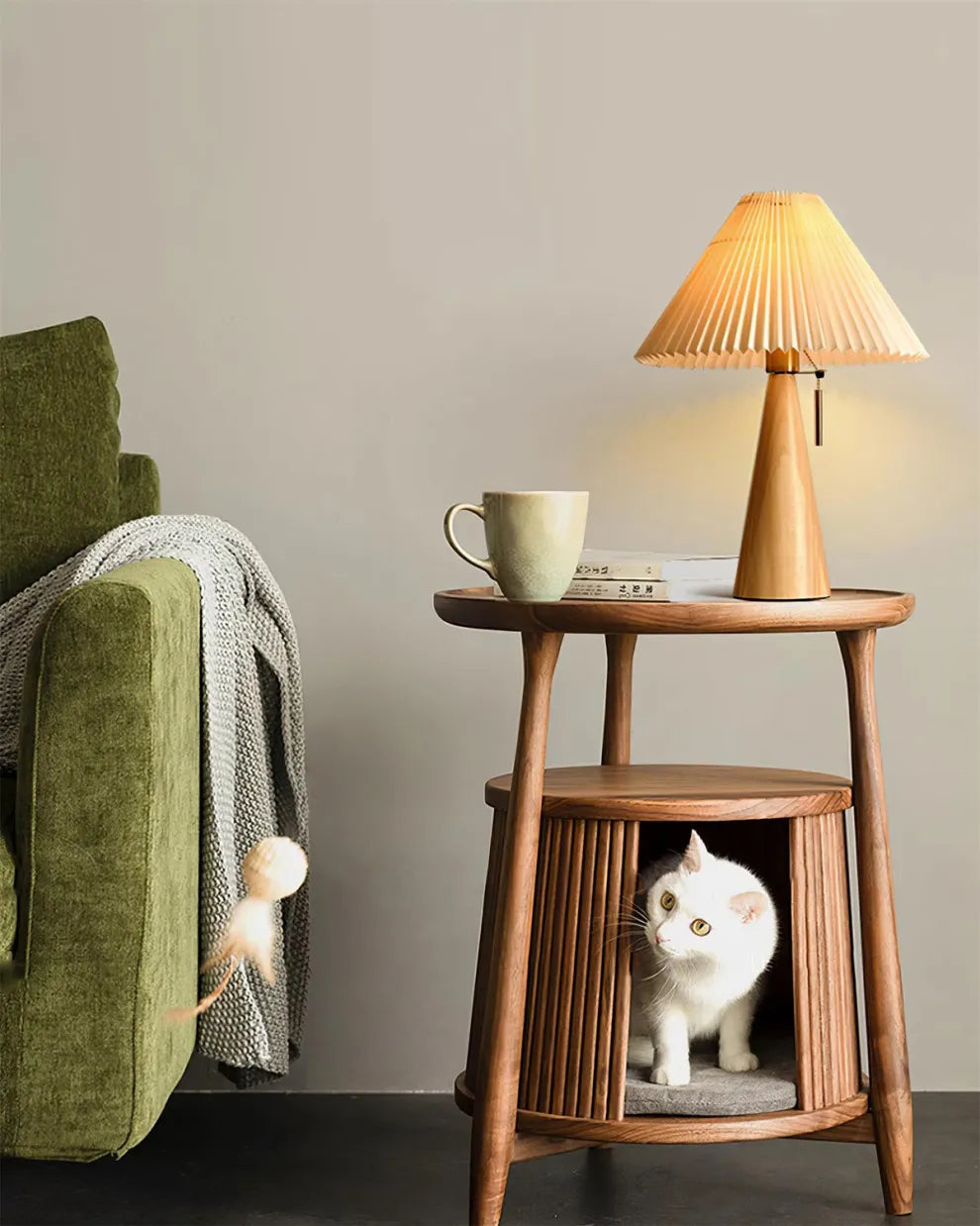 Kairoa Japanisch inspirierte Retro-Tischlampe aus Walnuss Holzakzent