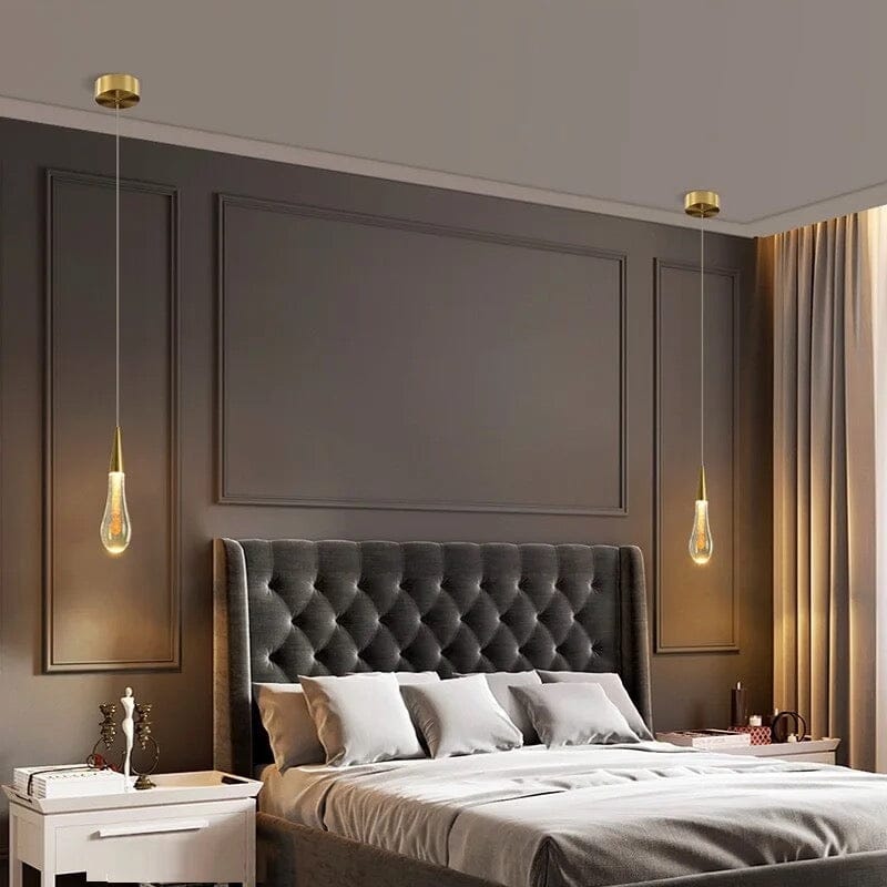 Aurelia goldene Tropfen-Hängeleuchte mit Kristallglanz