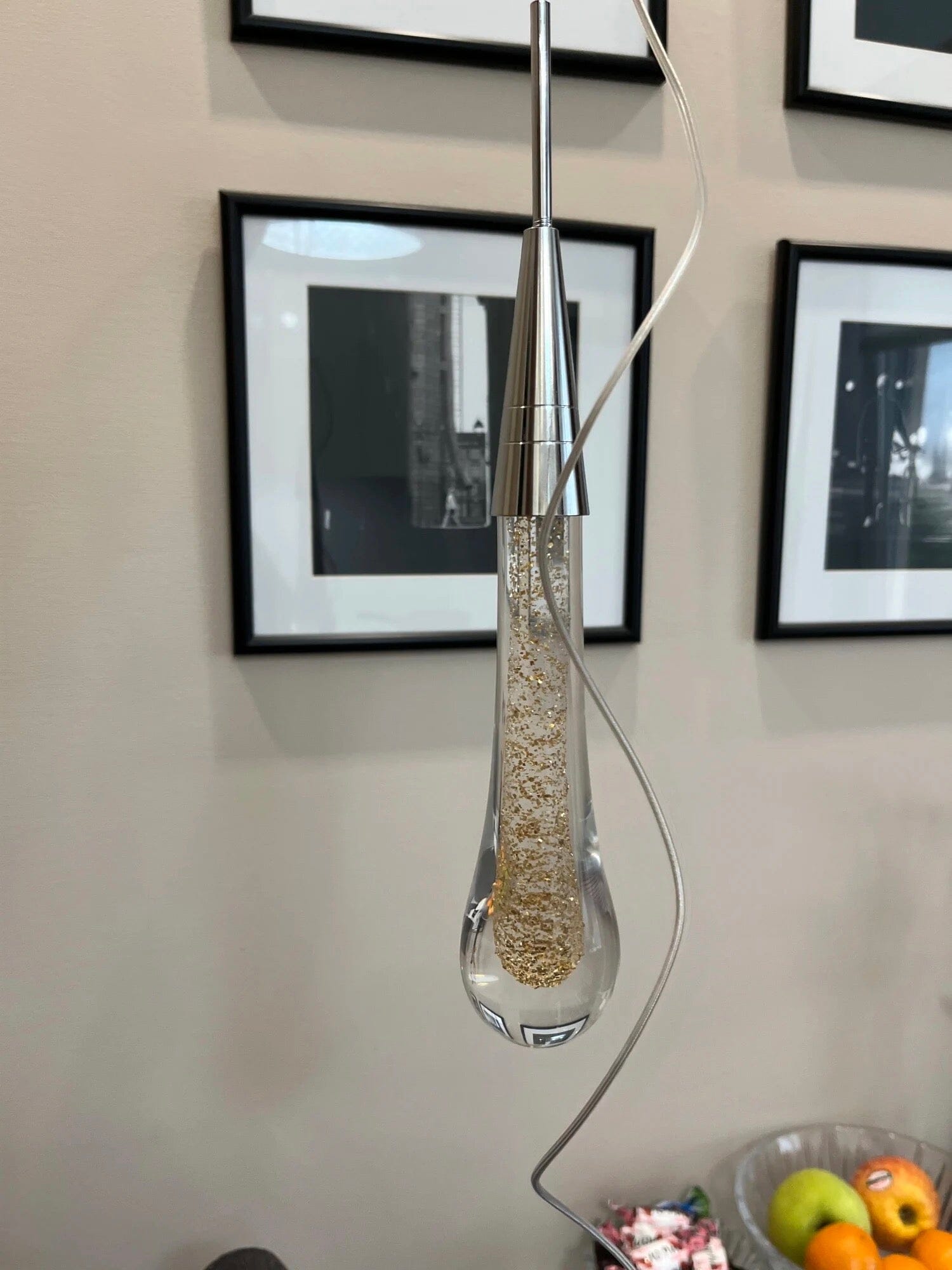 Aurelia goldene Tropfen-Hängeleuchte mit Kristallglanz