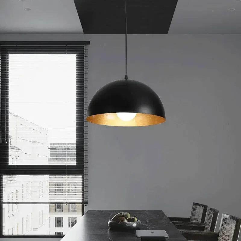 Aurello Industrial Black and Gold Pendant Lamp