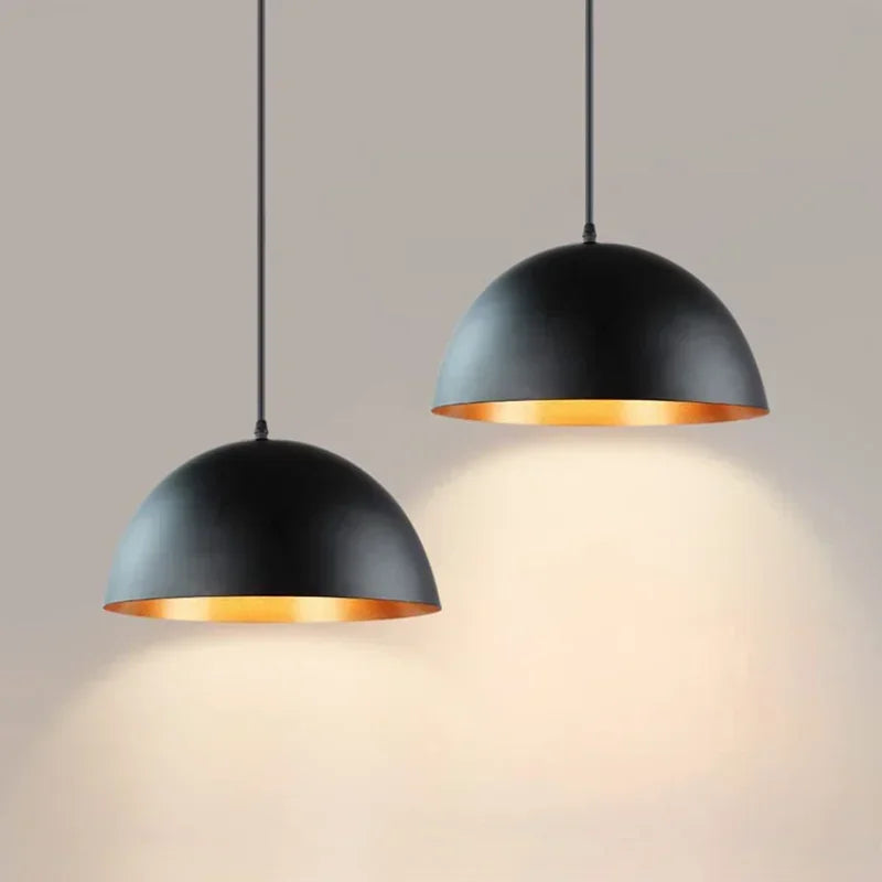 Aurello Industrial Black and Gold Pendant Lamp