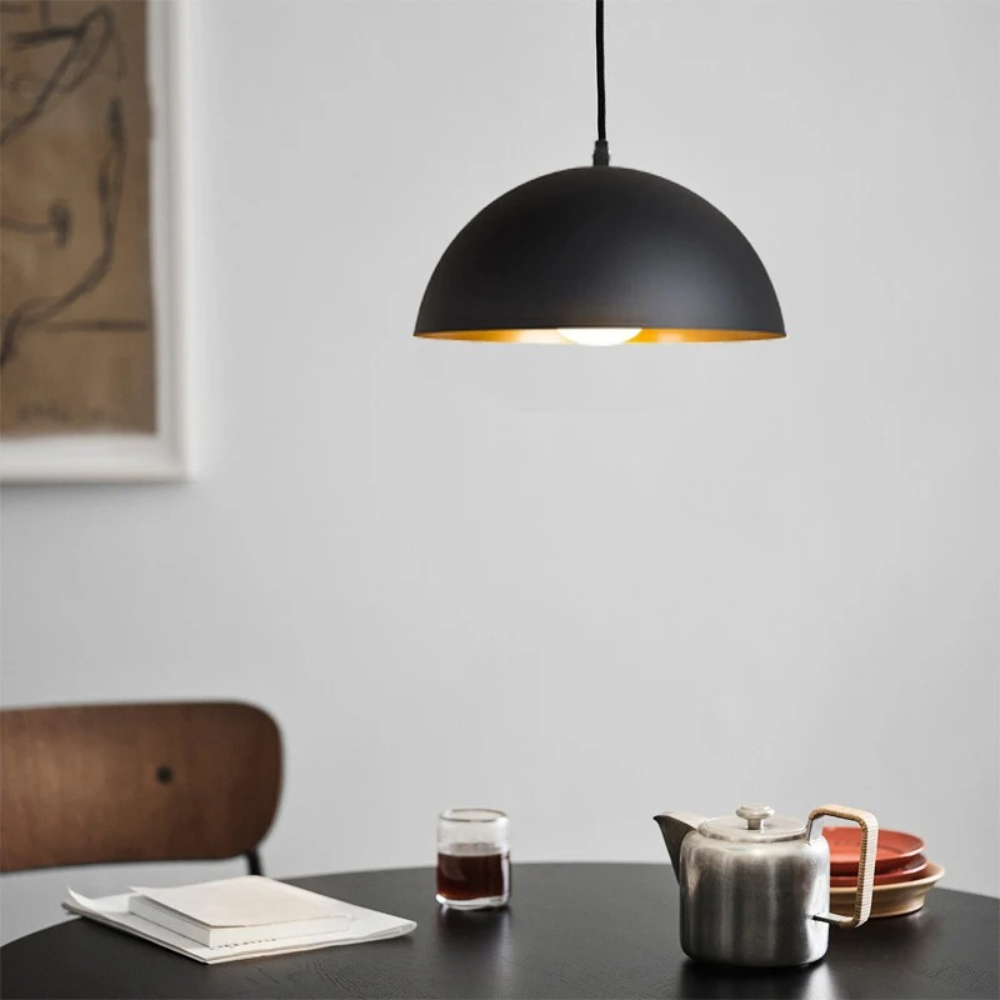 Aurello Industrial Black and Gold Pendant Lamp
