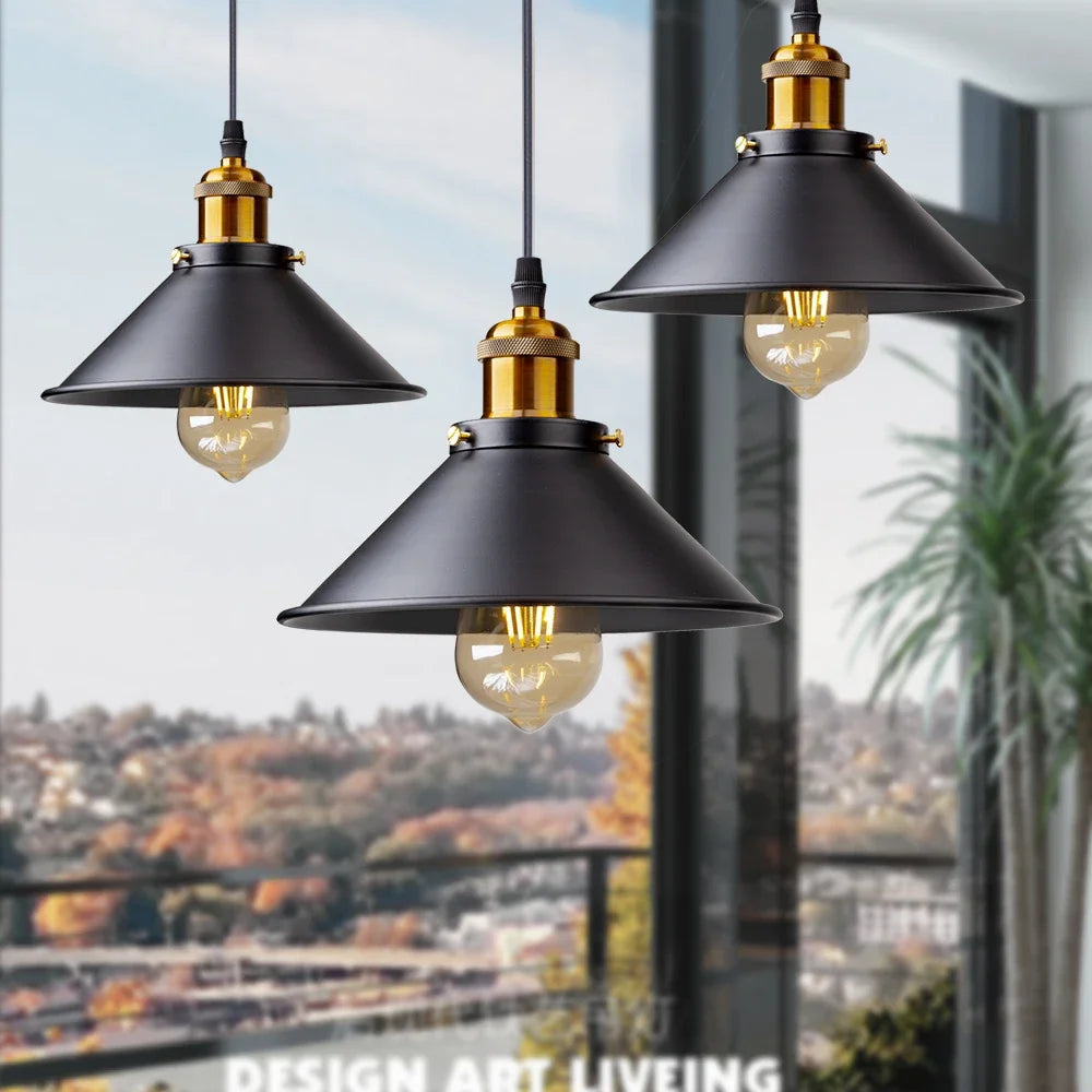 Korell | Black Industrial Metal Pendant Light