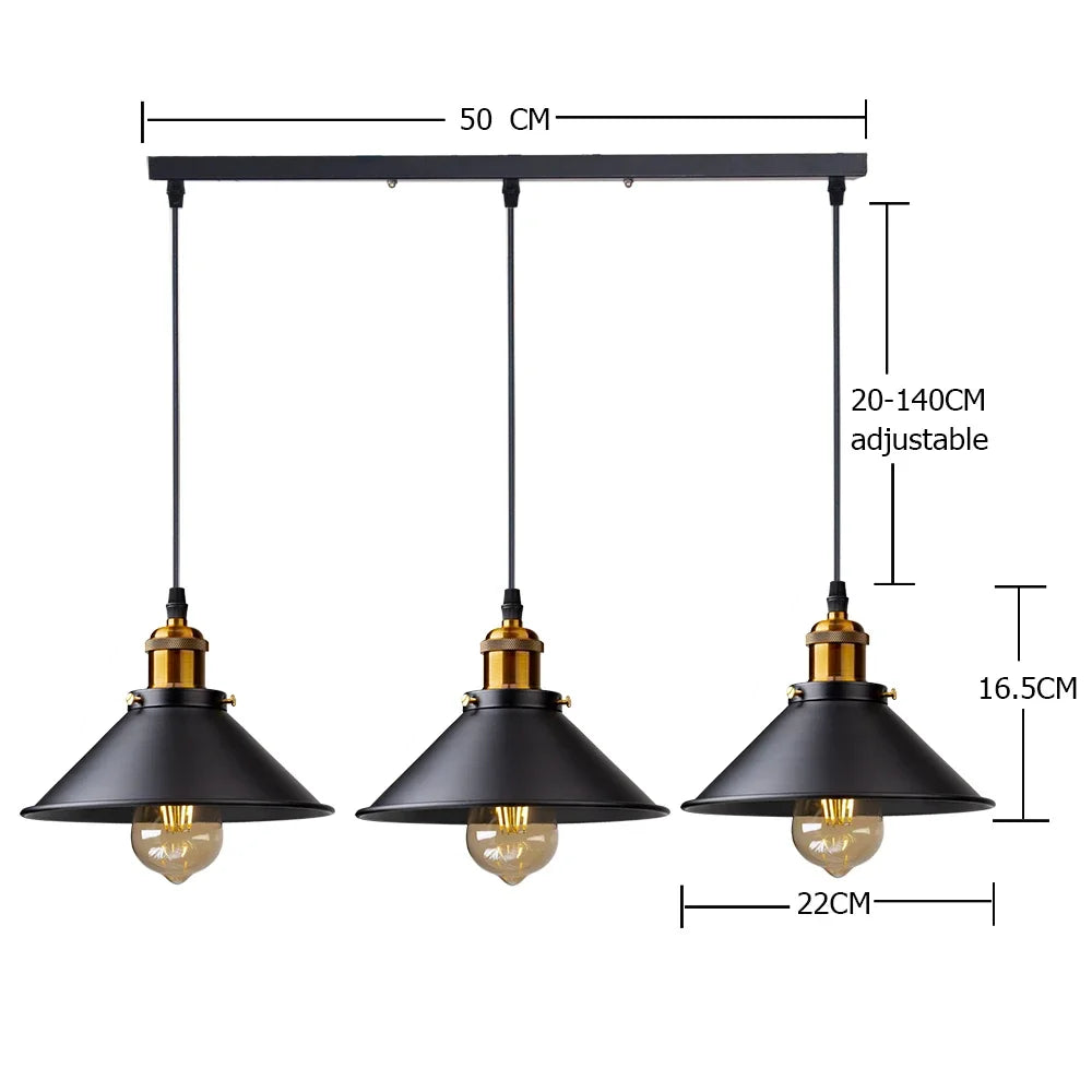 Korell | Black Industrial Metal Pendant Light
