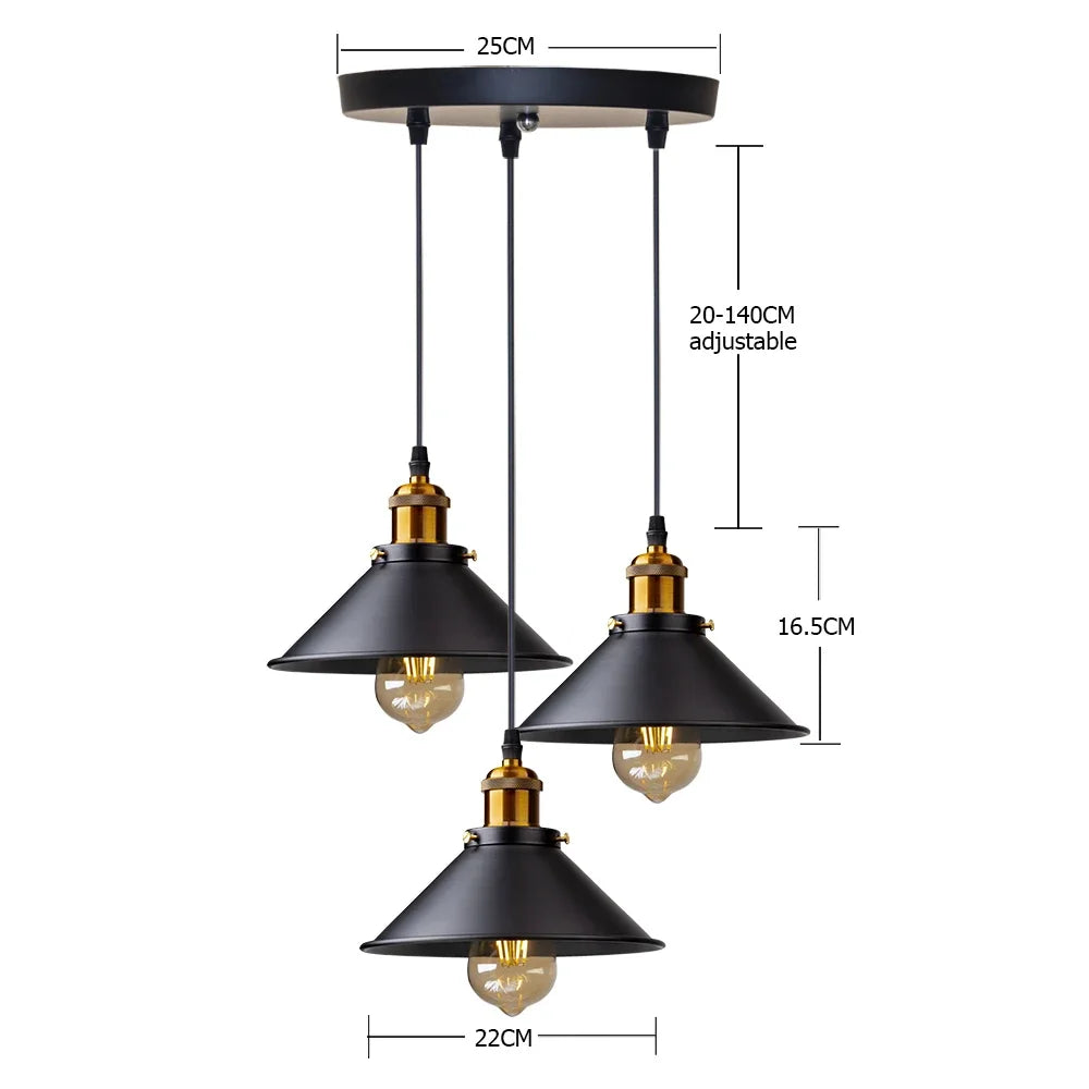 Korell | Black Industrial Metal Pendant Light